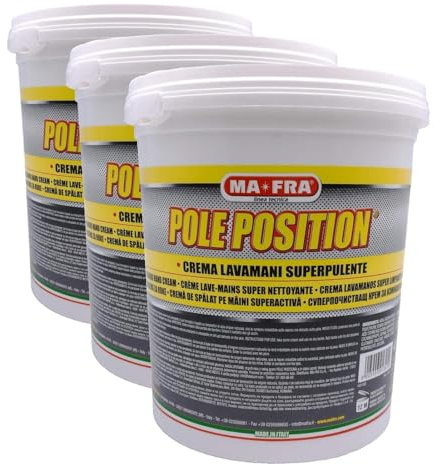 MAFRA, Pole Position, Crema Lavamani Bianca Professionale Superpulente, Rimuove lo Sporco più Ostinato, Elimina Tracce di Olio e Grasso dalle Mani e Unghie, Delicato sulla Pelle, Formato da 1 kg