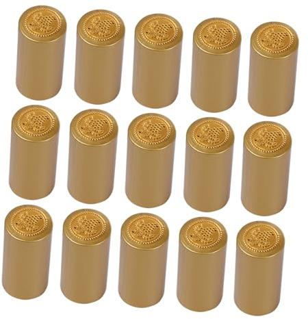 MOLUCKFU 200 Capsules Thermorétractables en Plastique Or Languette Facile à Déchirer pour Bouteilles de Vin pour Caves à Vin et Magasins de Spiritueux