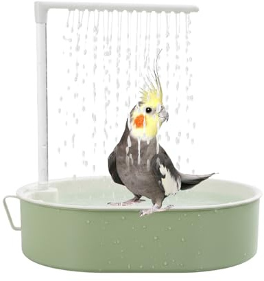 Papegojbad - Automatiskt Rinnande Vattenkar | Med Pump USB-Drift Inomhus Fågelbad - För Små och Mellanstora Conure Burar, Användbar Utomhus, Inomhus, på Balkong, Patio och på