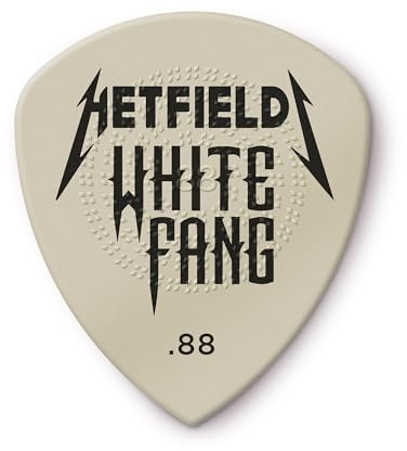JIM DUNLOP - PH122P088 Hetfield's White Fang Custom Flow 0.88; Plettri per Chitarra; Pack da 6; Signature James Hetfield; Grip Sagomato; Precisione e Attacco Definito