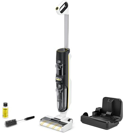 Karcher Sugmopp FCV 4 Dry, trådlös sugmopp med 4 rengöringslägen, batteritid: ca 45 min, yteffekt per batteriladdning: ca 200 m², rengöring, laddnings- och torkstation