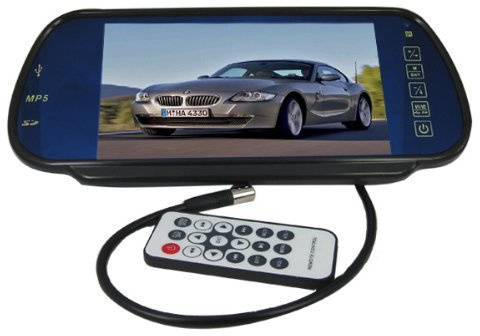 BW 7 TFT LCD Color Screen HD 800 x 480 Pixels Car Rear View Mirror Car MP5 Monitor 2 AV Input and 2 Channel Stereo Audio Output, Support Playing Video or Audio Files From SD Card and USB Flash Disk