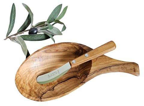 Prosudweb Beurrier avec Manche en Bois d'olivier et Son Couteau