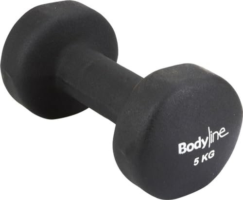 Bodyline Manubrio in ghisa ricoperto in neoprene 5 kg - antiurto e antiscivolo - singolo - palestra e HomeGym