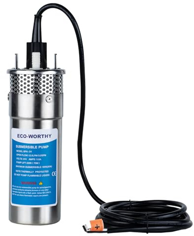 ECO-WORTHY 24V Well Pump 3.2GPM 4 Stainless Steel, Max Lift 230FT Deep Well Water Pump/Alternative Energy Solar, Well Pump Solar Water Pump