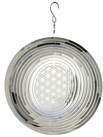 Windspiel Blume des Lebens ø 15 cm aus Edelstahl | Wohn-Dekoration Mobile Lebensblume Spirituelles Symbol | Feng Shui Esoterik Geschenke günstig kaufen