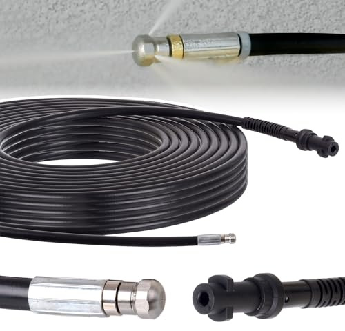 Techkar Rohrreinigungsschlauch Set 10m, 200 bar inkl. Adapter Düse kompatibel mit Kärcher K2, K3, K4, K5, K6, K7 Hochdruckreiniger Rohrreinigungsset Hochdruckschlauch