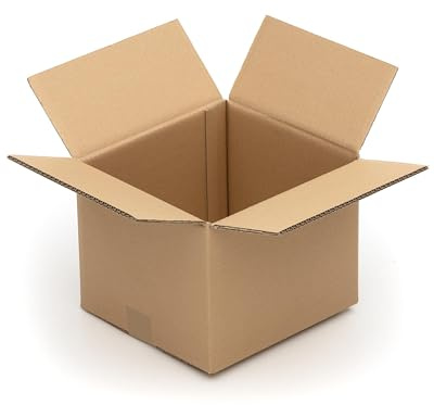 KK Verpackungen Versandkartons 260 x 240 x 200 mm Braun 2-wellig (Außenmaß 268 x 254 x 223 mm) | 25 Stück, Faltkartons Kartons geeignet für Versand als DHL Paket DPD Hermes GLS Paketklasse S (KK43)