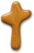 Christliche Geschenkideen Handschmeichler Kreuz 4 x 7,5 cm aus Olivenholz