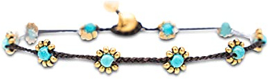 Made by Nami Boho Surfer Anklet Women - Ankle Bracelet for Her - Hippie Style - Handmade Beach Jewellery & Festival Accessories - Waterproof & Adjustable - Waxed Cotton Rope with Beads