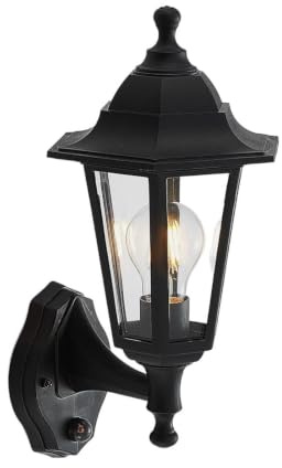 Lindby Outdoor Wall Light Nane dimmable with Motion Detector (Antique, Vintage) in Black (1 Light Source E27) from wall lamp for Exterior/Interior Walls House Terrace und Balcony