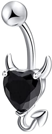 Holibanna Bauchnabelpiercing Edelstahl Teufelsherz Zirkonia Nabel Schmuck 2.7X1.1X1 Cm Modisches Bauchpiercing Geschenk Für Frauen