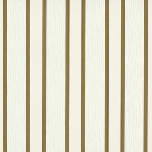 BRICOFLOR Vlies Streifentapete weiß gold | Gestreifte Tapete klassisch ideal für Esszimmer und Wohnzimmer | Elegante Vliestapete mit Streifen