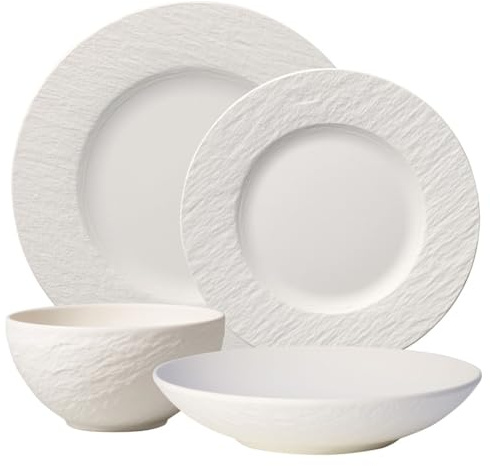 Villeroy & Boch Manufacture Rock Blanc 4-Piece Place Setting, White