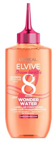 L'Oréal Paris Wonder Water, Liquid Hair Conditioner by Elvive Dream Lengths, 8 Second Hair Treatment for Long Damaged Hair with Lamellar Technology, 200 ml