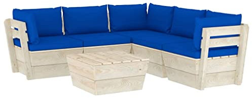 vidaXL Fichtenholz Garten Palettensofa 6-TLG. mit Kissen Sofa Garnitur Gartensofa Gartenmöbel Lounge Palettenmöbel Sitzgruppe Gartenset