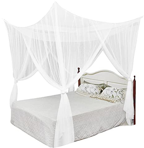 Moskitonetz Fliegennetz Mückennetz Quadratische Insektennetz Betthimmel Große Feinmaschiges Moskitonetze für Doppelbett und Einzel Bett Fliegennetz Mückennetz - 210 x 190 x 240cm, Weiß