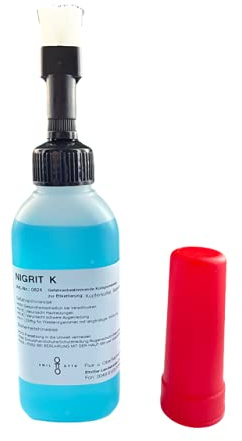 Schwarzfärbe-Schnellbeize NIGRITK, 100 g in Pinselflasche mit Kindersicherung, zum Kaltbrünieren - Schwarzfärben und Korrosionsschutz von Eisen und Stahl