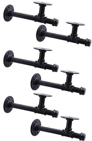 Regalhalterungen, 1,9 cm (6 Zoll), industrielles Rohr, schwarzes Eisen, Wandmontage, DIY-Regalhalterungen zum Aufhängen, kundenspezifische Rohrhalterungen für schwebende Regale (15,2 cm, 25,4 cm)