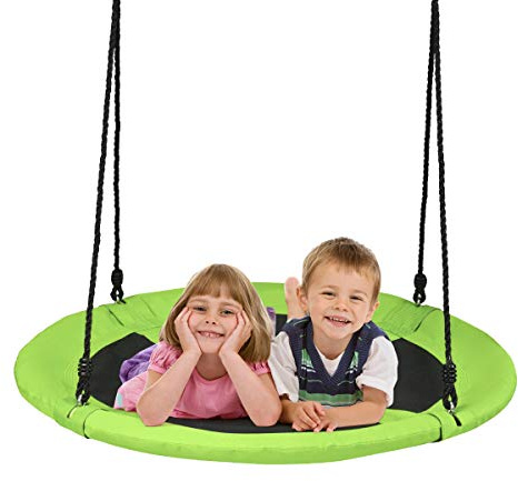 Maxmass 40’’/100cm Kids Nest Swing, Adjustable Hanging Tree Swings for Kids Adults, Outdoor Children Round Swing Seat for Garden Backyard Playground, 150kg Capacity (Green)