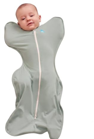Love To Dream™ Swaddle UP™ Medium (6–8,5 kg) – Olivgrün | Angenehme Passform, fördert gesunden Schlaf | 0,2 Tog, ideal für Frühling & Sommer (24–27 °C) | Waschbare Baumwolle & Doppelreißverschluss