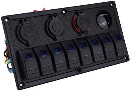 Panneau d'interrupteurs à bascule, interrupteur à bascule noir DC12-24V avec rétroéclairage LED pour la modification de bateaux à moteur