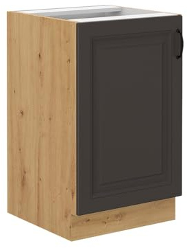 Mirjan24 Küchenschränke Retroline Unterschrank Hängeschrank Spülenunterschrank Herdumbauschrank Eckunterschrank Backofenschrank Küchenzeile (Eiche Artisan/Graphit, Spülenunterschrank 50 ZL-1F BB)