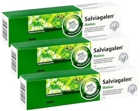 Salviagalen Madaus (75 ml) - Medizinische Zahnpasta ohne Fluorid | Zahnreinigung für empfindliche Zähne mit Dreifach-Aktivschutz (Packung mit 3)