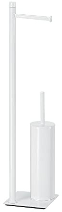 Gedy TRILLY Escobillero y portarrollos para baño, Blanco, Acero INOX y resinas termoplásticas, 14 x 14 x 63