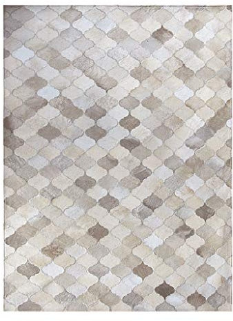 Handgefertigter Teppich aus Leder, rechteckig/Wohnzimmerteppiche, Rindsleder-Patchwork + rutschfeste PU-Unterseite/Kuhfell-Teppich, Heimdekoration, Läufer (180 x 240 cm)