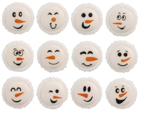Günthart 120 Stück Zucker-Gesichter Schneemann, sortiert, ideal zum Verzieren und als Tischdekoration, perfekt für die Winter und Weihnachtszeit, Tischdekoration, Neujahrskuchen, Silvester Deko