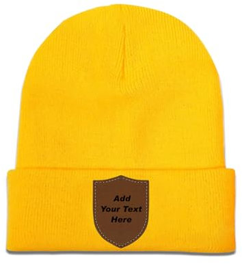 Personalisierbare gestrickte Mütze mit Lasergravur - Einzigartiger Style und individueller Schriftzug Schildform Strickmütze mit individuellem Text