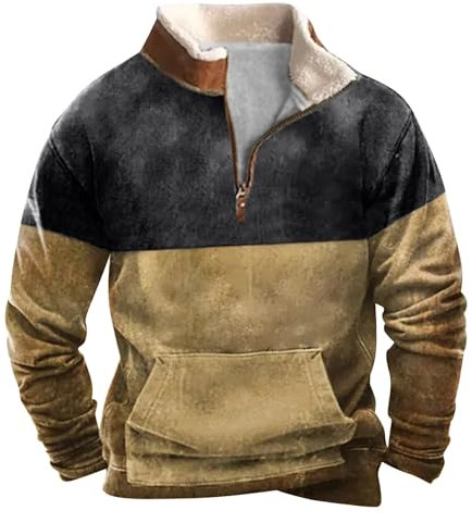 KONG JIMFAN Geschenke Für Freunde Sweater Jacke Basic Langarmshirt Herren Pärchen Hoodie Pullover Unter 5 Imprägnierspray Jacken Cardigan Schurwolle Herren Weihnachtspullover Mit(Khaki,3XL)