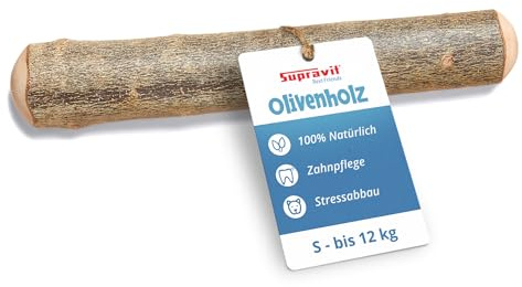 Supravit Olivenholz Hundespielzeug S | Natürliches Kauholz | & splitterfreier Kauknochen für Hunde | Langanhaltende Beschäftigung & Zahnpflege | für kleine und mittlere Hunderassen