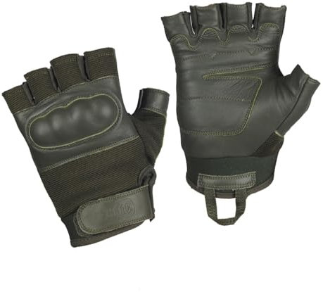 M-Tac Tactical Gloves Assault Mk.4 ohne Finger – Militärische Schießhandschuhe mit Knöchelschutz, Robuste, Elastische Handschuhe aus Leder und Synthetik, Hohe Sensibilität, Olive, M