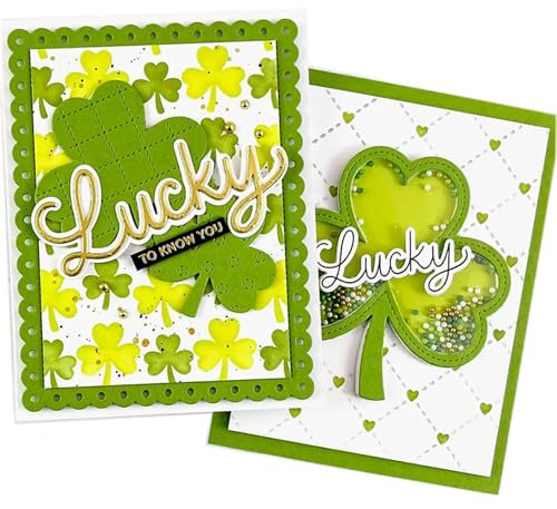 FAWENUCY Scrapbooking Die-Cuts for Card Making, Christmas Metal Cutting Dies, Paper Craft Punch Template, Background Embossing Stencils, DIY Album Décor (Lucky Clover-9.6x12.6cm)