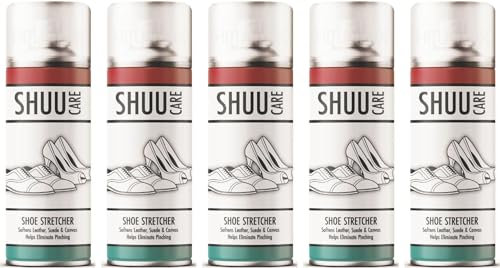 5 x Shoes Stretcher Spray 250ml Stretches Stiff Shoes Use on Leather, Suede & Canvas Boots & Shoes Eliminates Pinching