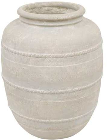 Atmosphera - Jarre Décorative Romia Blanche, H 46 cm, Style Antique, Fini Vieilli - Vase à Poser pour Salon, Entrée, Chambre