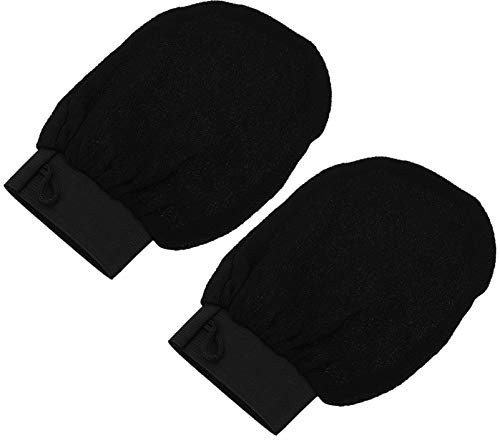 Ipetboom Guantes Exfoliantes de Viscosa para Masaje Corporal Negros y Limpieza Profunda de Baño para Ducha y Cuidado Personal Familiar