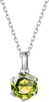 FANCIME Solide 14 Karat 585 Gelb/Weiß Gold Kette mit Edelstein Anhänger, Geburtsstein Halsketten Feine Geschenk Schmuck für Damen, Verstellbares Kette: 40 + 5 cm