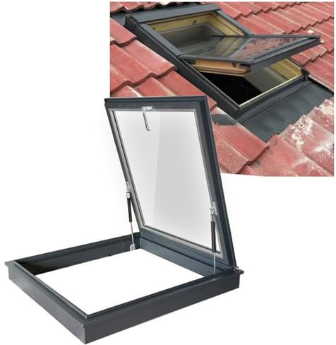 APMOE Dachausstiegsfenster - Aluminium Dachluke, Ausgang, Dachfenster für Schornsteinfeger mit Doppelschichtigem Gehärtetem Glas Deckeinbau-Dachfenster Kippfenster Beleuchtung/Lüftung(40x55cm)