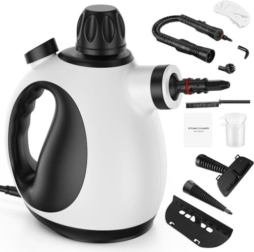 LAIKORE Handheld Steam Cleaner for Home - High Pressure Portable Steamer for Deep Cleaning, Chemical-Free Multi-Purpose Handheld Steam Cleaner for Couch, Windows (White)