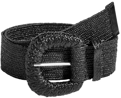 XFSRG Gürtel Damen Stroh Geflochten Taillengürtel Damen Modischer Breiter Gürtel für Sommerkleidung (schwarz)