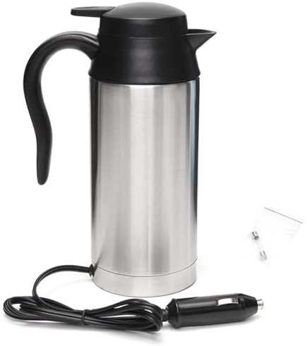 Kadryxon Auto Wasserkocher Edelstahl 12V Reisewasserkocher 650 ml Auto Elastisch Heizung Cup für Fernverkehr Autofahrt Camping im Freien