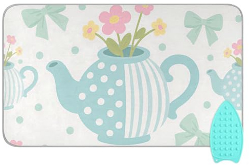 Cute Green Bow Water Bottle Stable Ironing Board with Silicone Iron Holder Stable Ironing Board pad for Dryer Dryer almohadilla para planchar 48x28