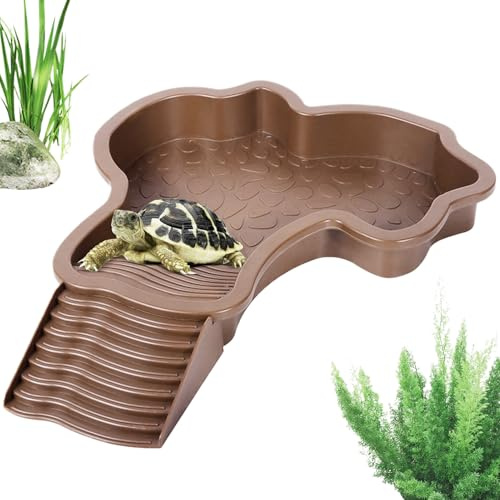 Bol D'eau Pour Reptiles Avec Échelle | Plat D'eau Pour Tortue De Piscine Avec Rampe | Piscine Pour Reptiles Avec Rampe Amovible | Abreuvoir Tortue Terrestre Pour Dragon Barbu, Grenouille, Gecko