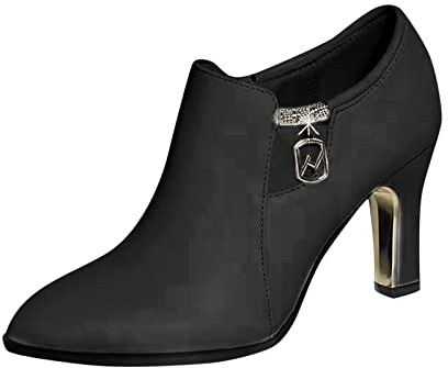 2026 Botines Mujer Mujer Botines Primavera Zapatos de Tacón Alto Moda Zapatos de Punta Tacón Delgado Cómodo, Negro , 38 EU
