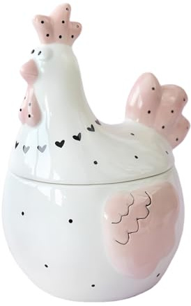 Ceramic Jar with Lid Chicken Case | Large Ceramic Sugar Jars for Kitchen Counter, Home, Bookshelf, Bedroom, Apartment, Eggs, Candy
