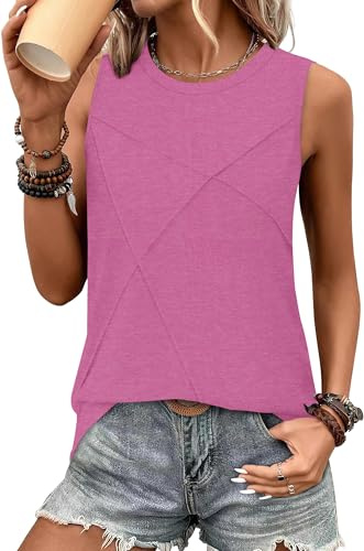 DUOEASE Top Donna Allentate Basic Canotta Donna Girocollo Tinta Unita Canottiera Casual Senza Maniche Estivo Tops