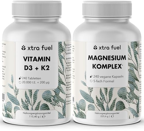 Vitamin D3 K2 20000 IE 240 Tabletten + Magnesium Komplex 240 Kapseln
